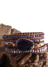 Boho Bracelet, RH 5 Layers Leather Wrap Bracelet, Natural Stones, Rose Quarts Silver